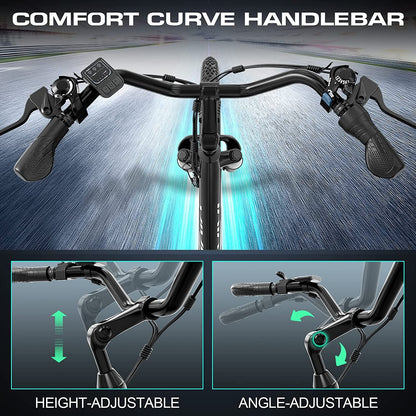 26" Electric Cruiser Bike - 500W E-Bike for Adults, 20MPH Speed, 48V Removable Battery, 7-Speed Professional Electric City Commuter Bicycle