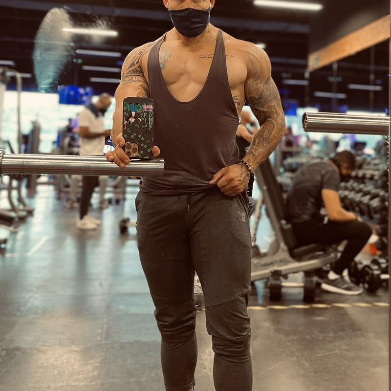 Men's Athletic Jogger Pants with Zippered Pockets for Gym and Casual Wear