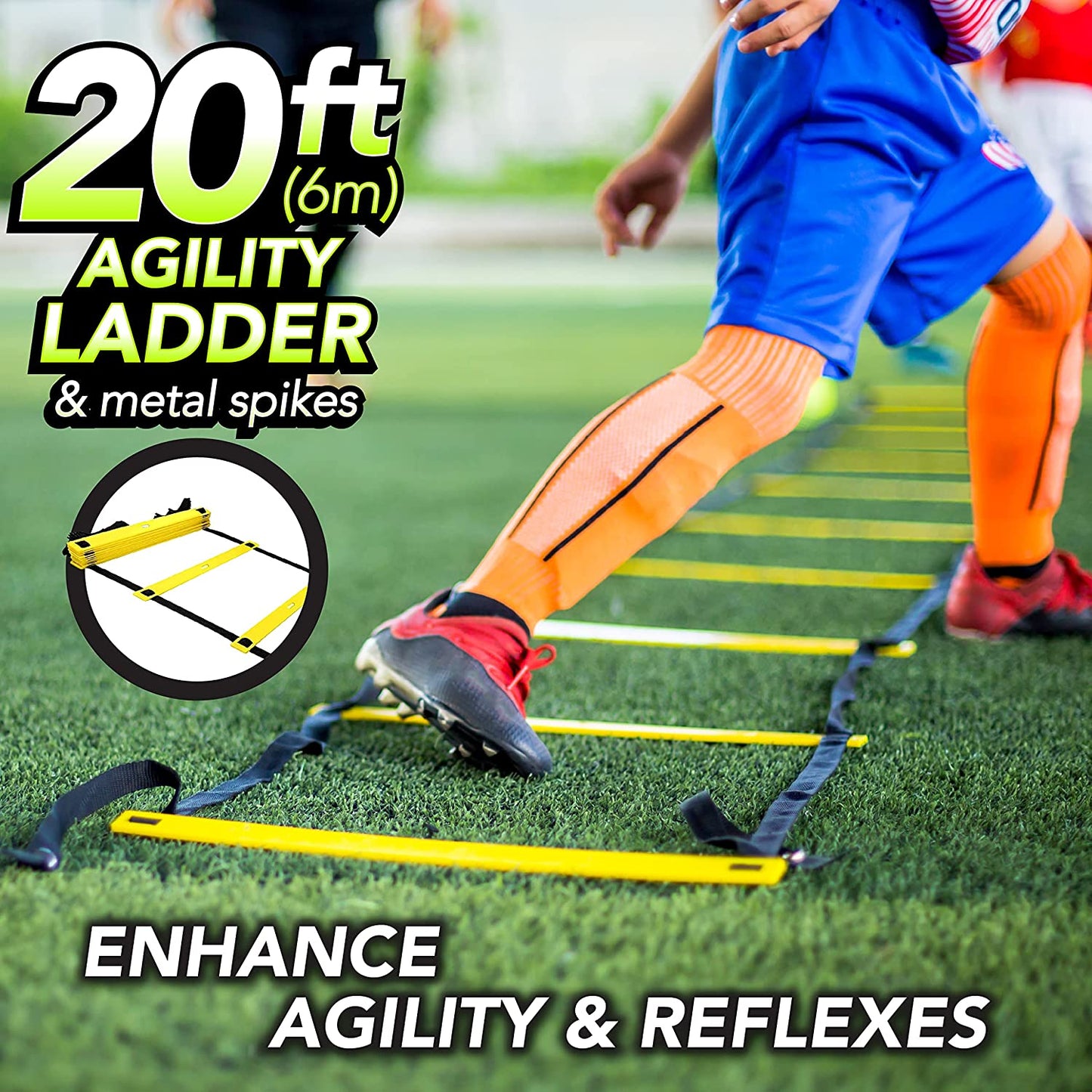 Big B Pro Sports Agility Training Equipment Set - High-Quality Youth Football Training Gear Including 20Ft Agility Ladder, Running Parachute, and Soccer Cones