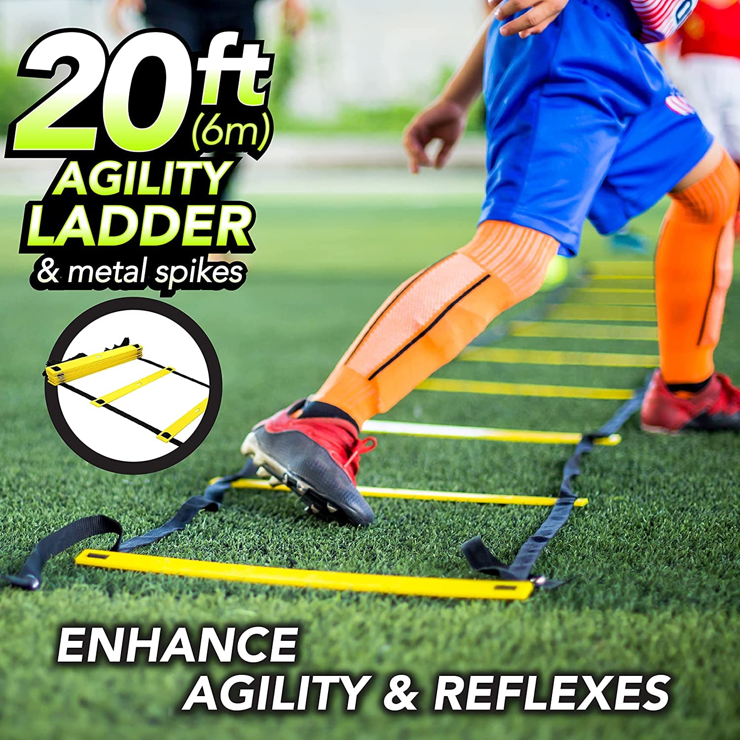 Big B Pro Sports Agility Training Equipment Set - High-Quality Youth Football Training Gear Including 20Ft Agility Ladder, Running Parachute, and Soccer Cones