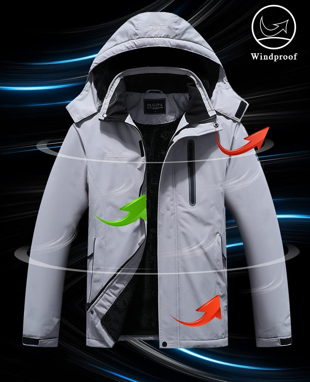 Men's Waterproof Ski Jacket with Hood - Windproof Winter Coat for Snow and Rain