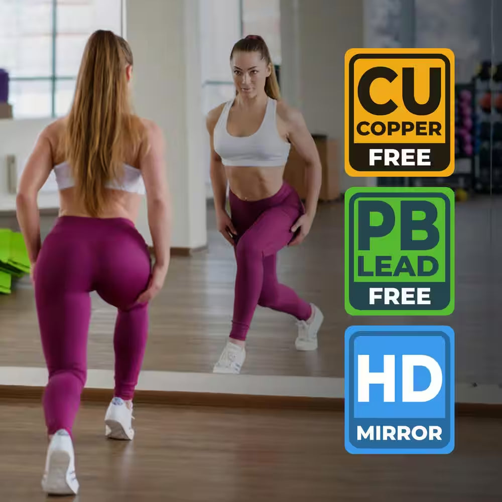 Large Fitness Center Mirror 1/4 In. Thick, Safety-Backed, 48 In. W X 60 In. H