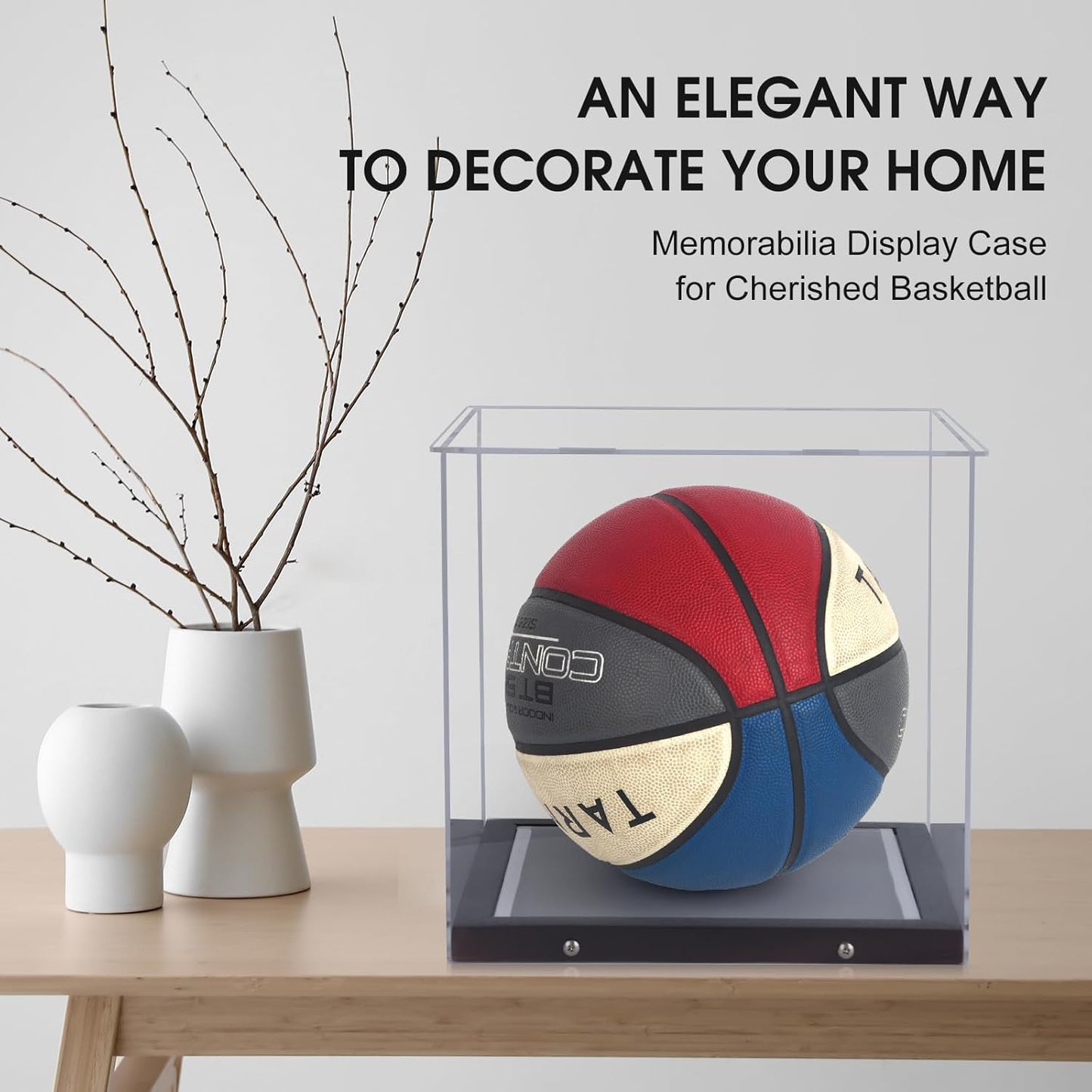 Premium Basketball Display Case with LED Lighting - Clear Acrylic Holder for Autographed Basketballs, UV Protection, and Dust-Proof Memorabilia Showcase