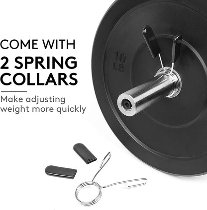 47-Inch Olympic EZ Curl Barbell for 2-Inch Weight Plates with 2 Spring Collars Included (28MM Shaft Diameter)