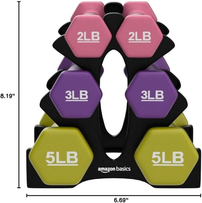 "Basics Neoprene Dumbbells – Soft Grip Hand Weights for Home Workouts & Fitness"