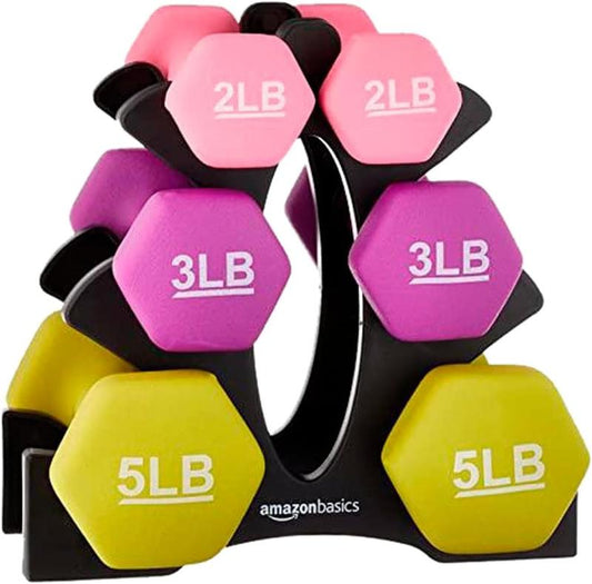 "Basics Neoprene Dumbbells – Soft Grip Hand Weights for Home Workouts & Fitness"