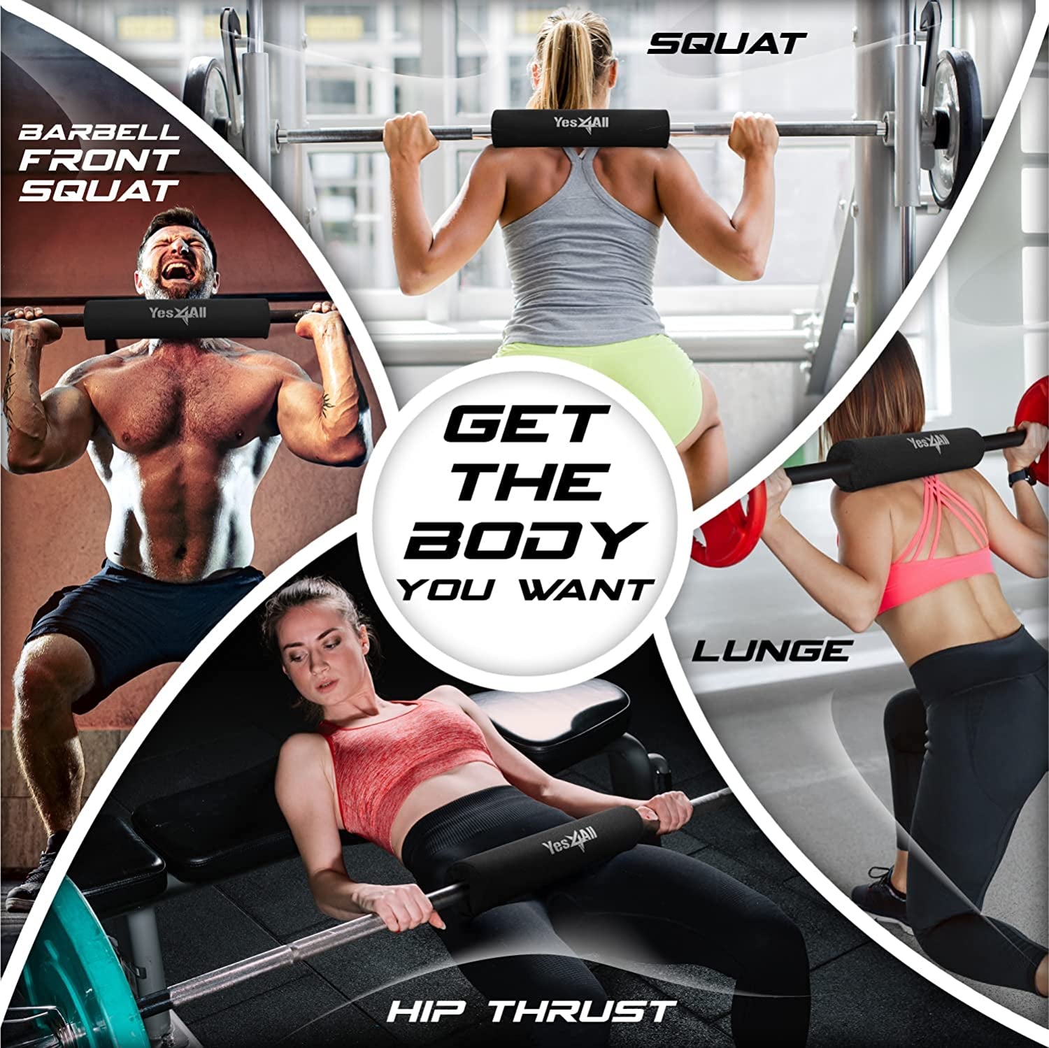 Ergonomic Foam Bar Pad for Olympic Barbell Squats, Hip Thrusts, and Weightlifting