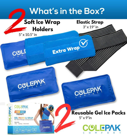 Reusable Hot & Cold Gel Ice Packs for Pain Relief and Swelling - 4 Piece Set for Joint and Muscle Soreness (Knees, Back, Shoulder, Foot)