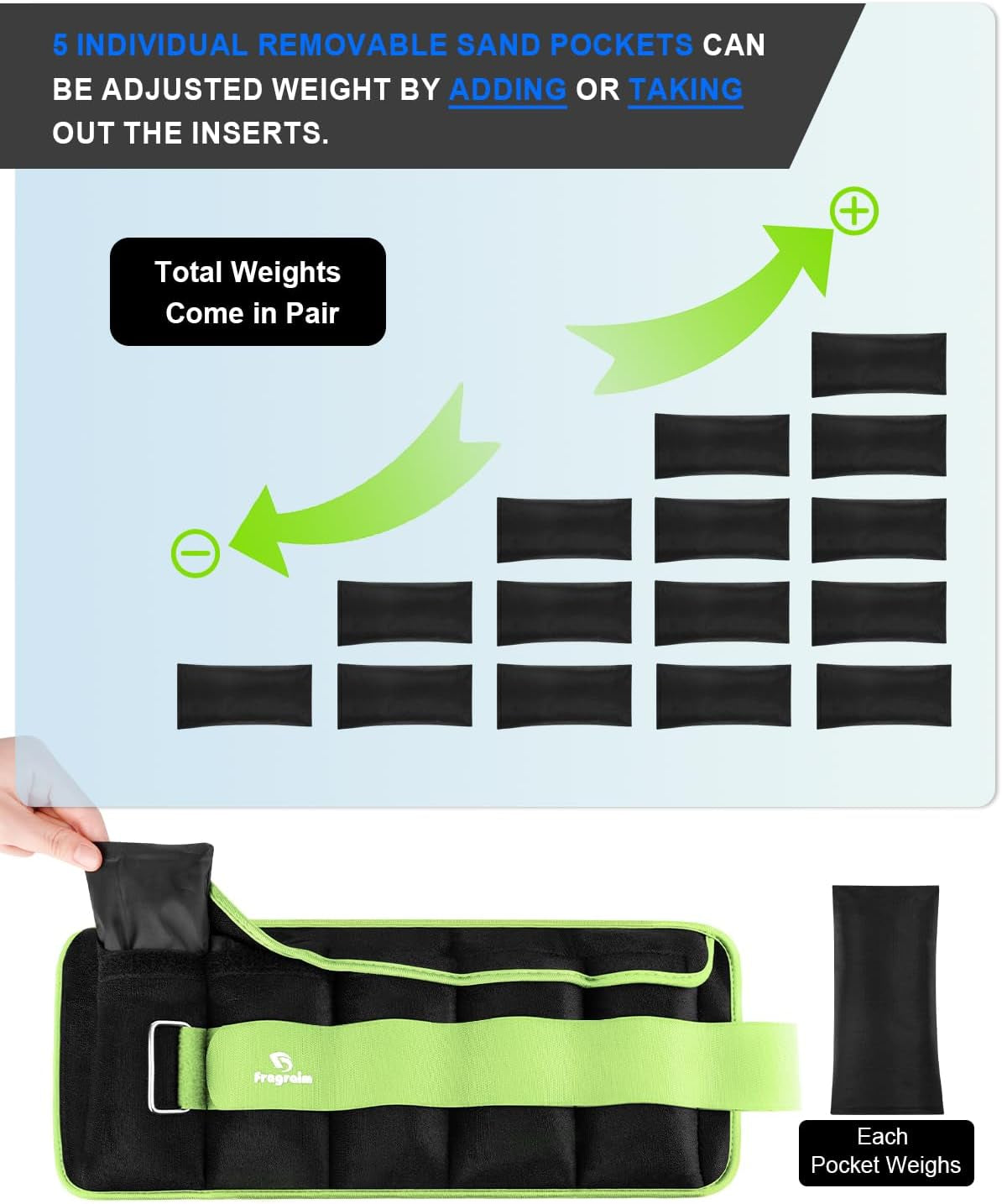 Adjustable Ankle Weights with Removable Weights (1-20 lbs) for Jogging, Gymnastics, Aerobics, and Physical Therapy