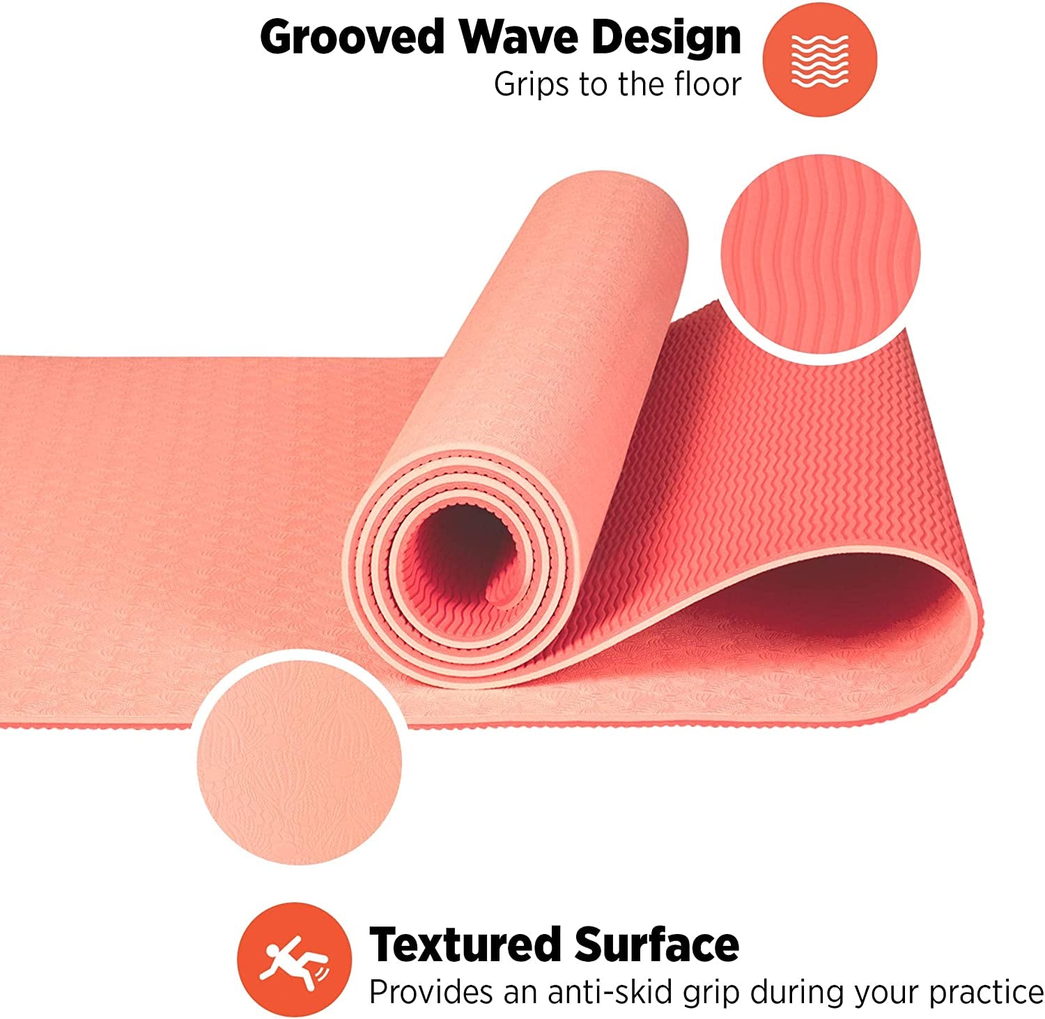 Zuma Non-Slip Yoga Mat for Indoor and Outdoor Use - Ideal for Hot Yoga, Pilates, Stretching, and Fitness Workouts, 6mm Thickness, Easy to Clean