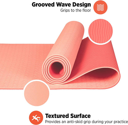 Zuma Non-Slip Yoga Mat for Indoor and Outdoor Use - Ideal for Hot Yoga, Pilates, Stretching, and Fitness Workouts, 6mm Thickness, Easy to Clean