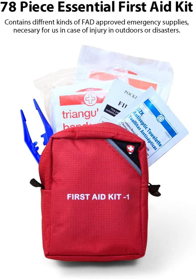 Compact Waterproof First Aid Kit for Outdoor Activities, Travel, and Emergencies (78 Pieces)