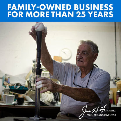 Tee Original Adjustable Batting Tee for Baseball and Softball – Steel Shaft, Composite Base, Hand-Rolled Rubber Top, Height Adjustable from 26" to 43