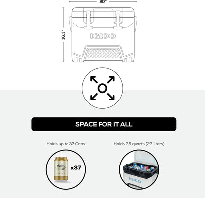 25 Qt BMX Heavy-Duty Ice Chest Cooler with Cool Riser Technology