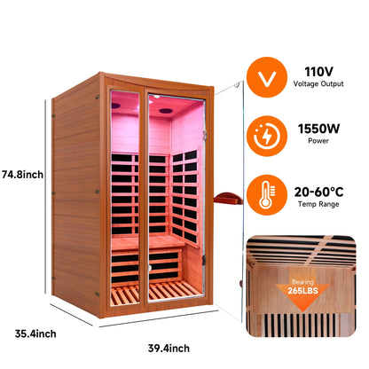 Genreen 2-Person Steam Sauna, Traditional Sauna for Home, Home Spa Sauna, Indoor Sauna