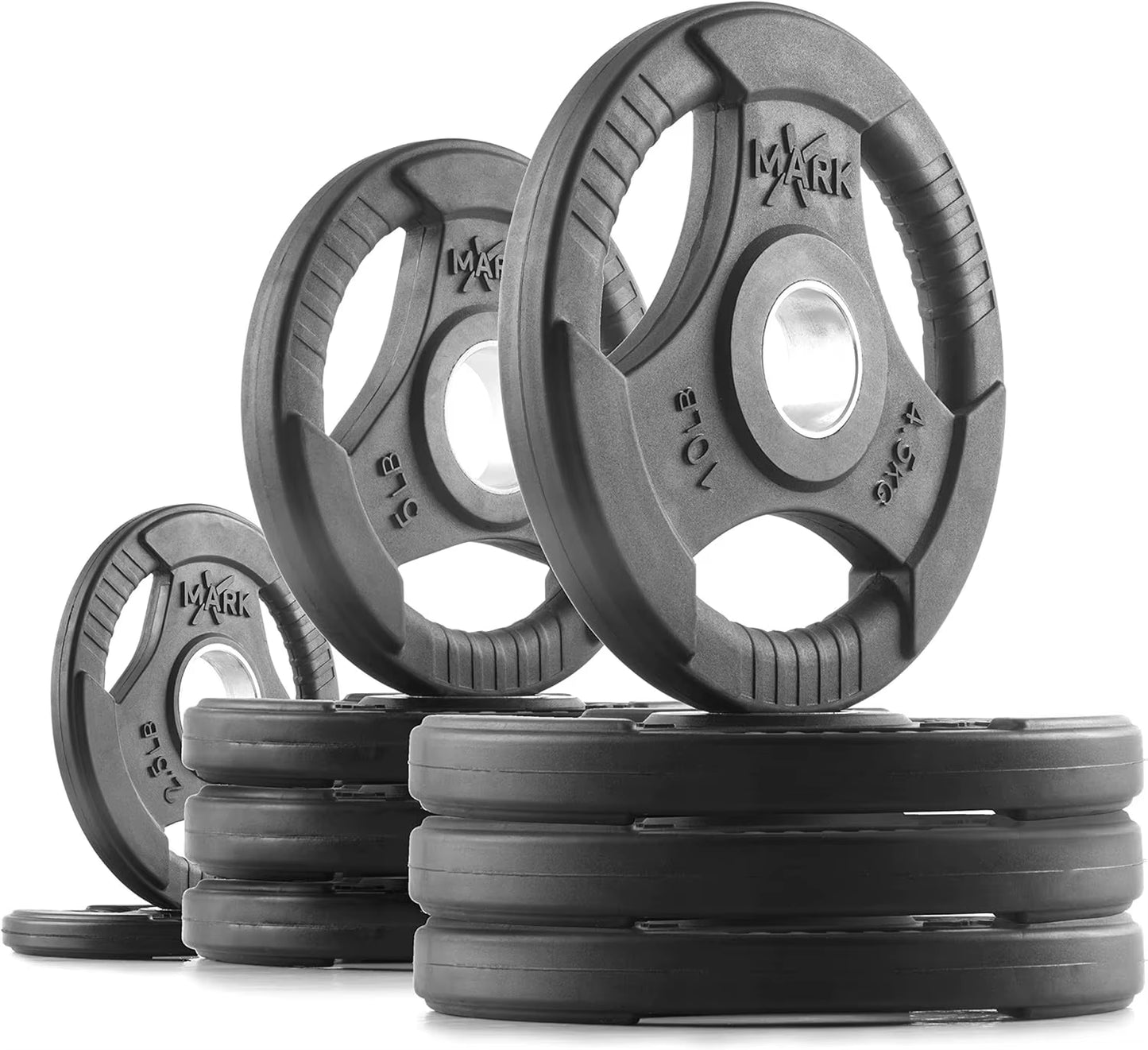 Rubber Coated Weight Plates Set for Barbell Strength Training - Ideal for Home Gym Use