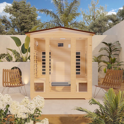 Outdoor Sauna, 4 Person Far Infrared Sauna, 10 Minutes Warm up Home Sauna, 3060Watt