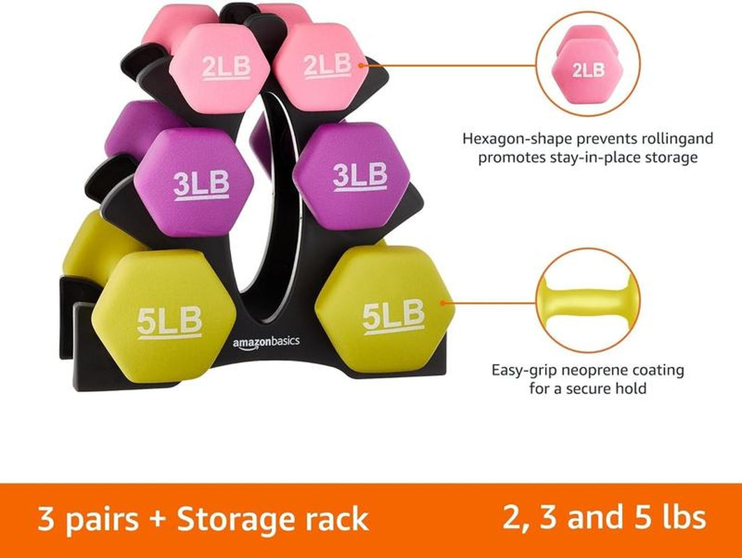 "Basics Neoprene Dumbbells – Soft Grip Hand Weights for Home Workouts & Fitness"