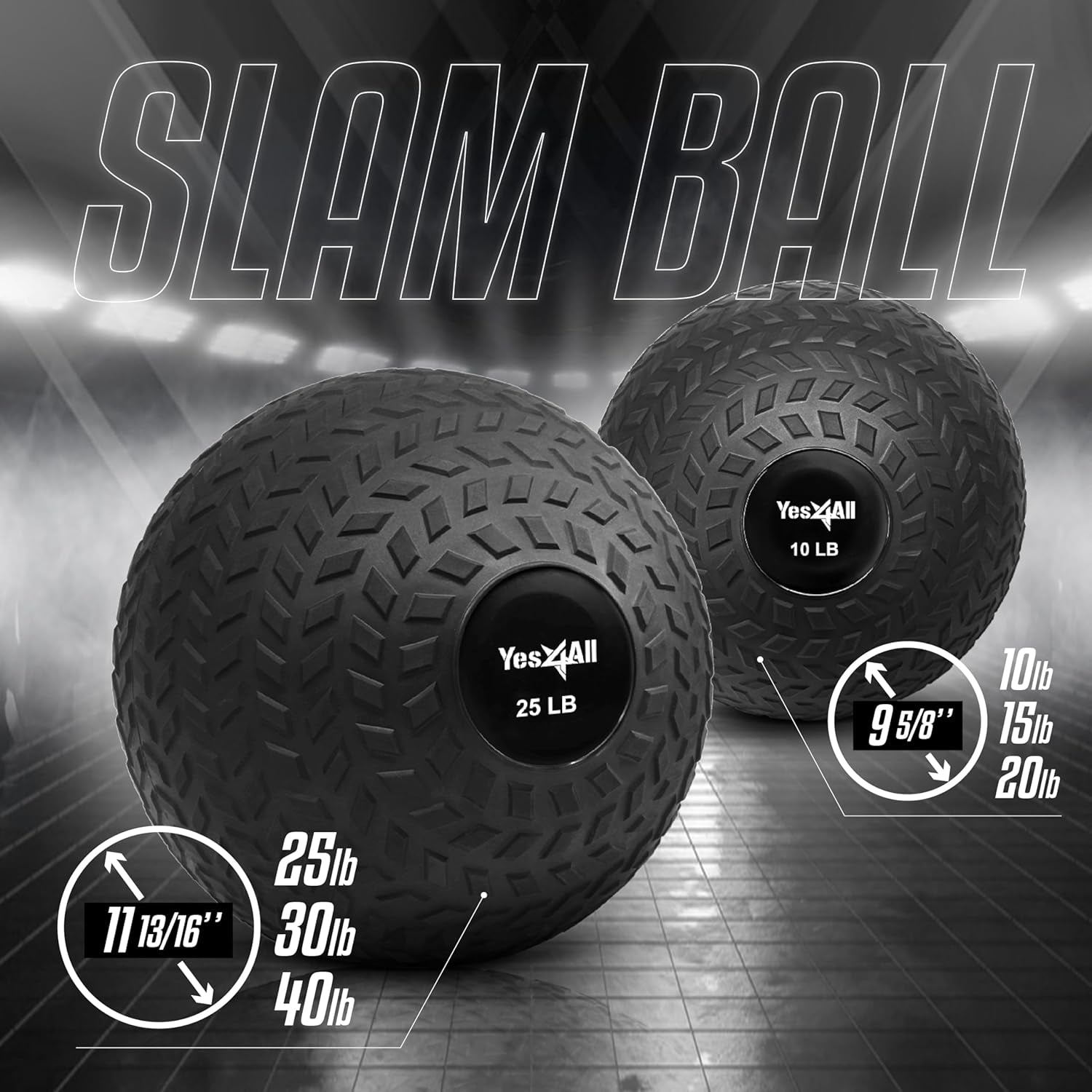 Weighted Slam Balls - 10-40 lbs Durable PVC Sand-Filled Exercise Balls for Core Strength Training