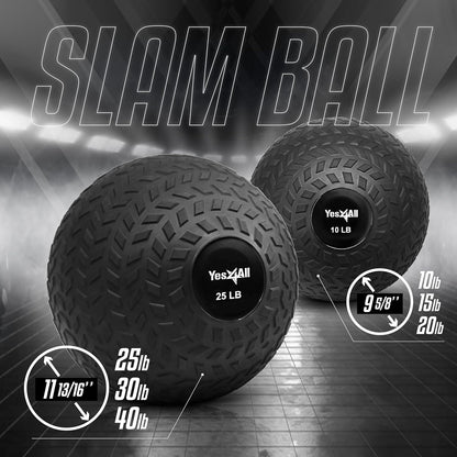 Weighted Slam Balls - 10-40 lbs Durable PVC Sand-Filled Exercise Balls for Core Strength Training