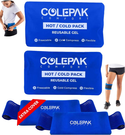 Reusable Hot & Cold Gel Ice Packs for Pain Relief and Swelling - 4 Piece Set for Joint and Muscle Soreness (Knees, Back, Shoulder, Foot)