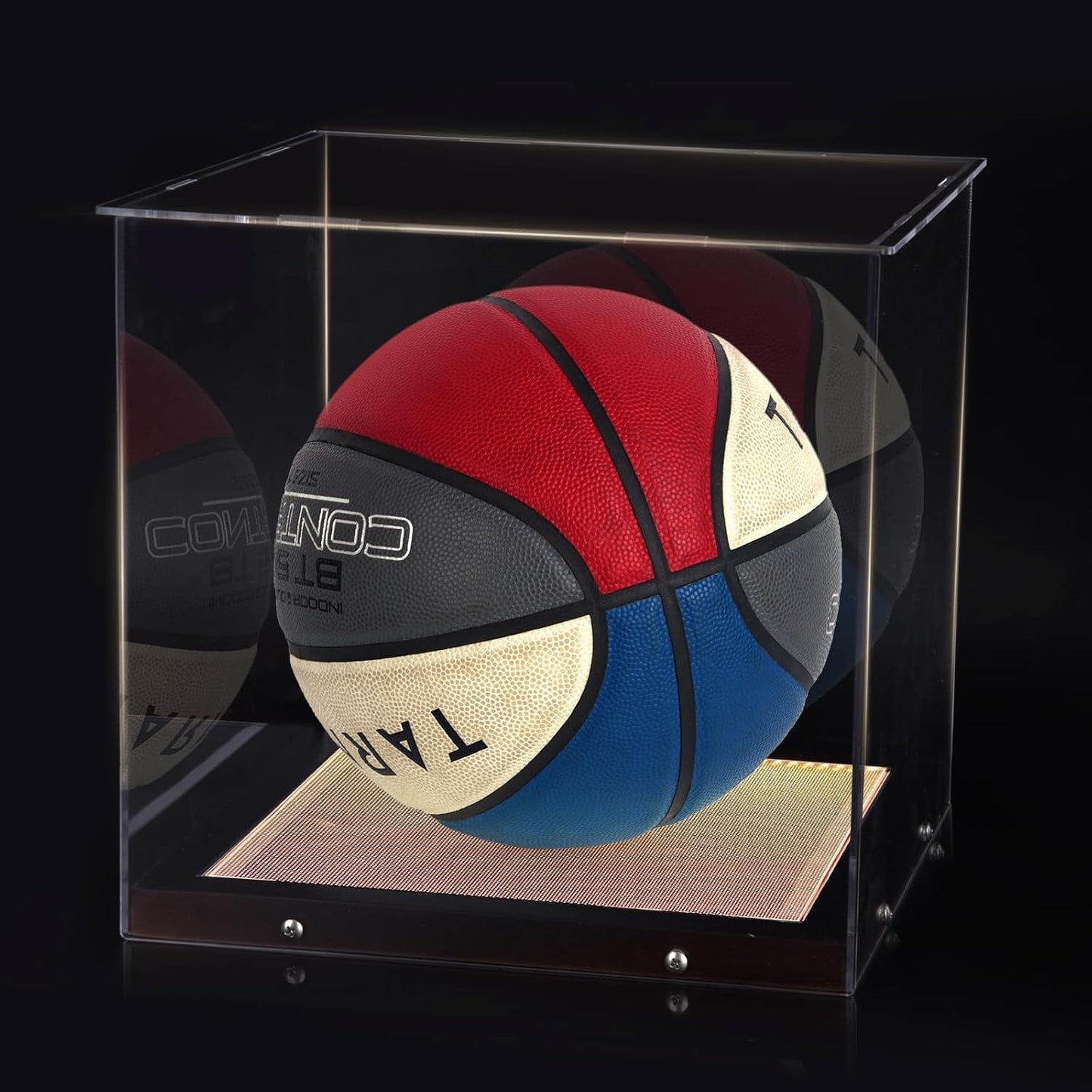 Premium Basketball Display Case with LED Lighting - Clear Acrylic Holder for Autographed Basketballs, UV Protection, and Dust-Proof Memorabilia Showcase