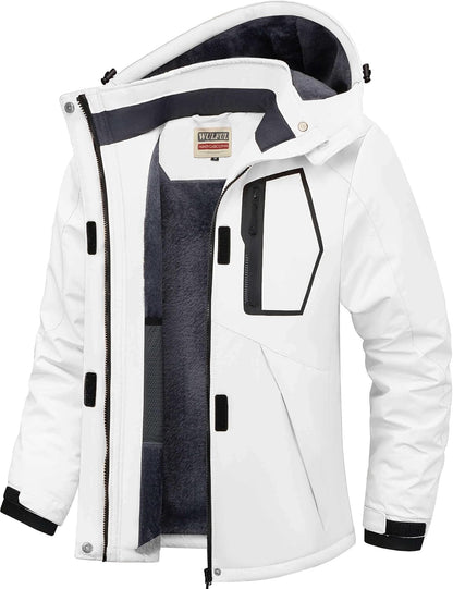 Women's Waterproof Ski Jacket - Windproof Fleece-Lined Winter Coat with Hood