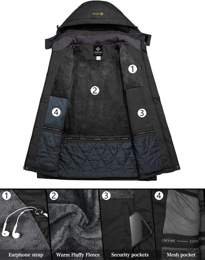 Men's Waterproof Ski and Snow Jacket - Windproof Winter Rain Jacket