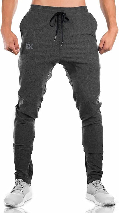 Men's Athletic Jogger Pants with Zippered Pockets for Gym and Casual Wear