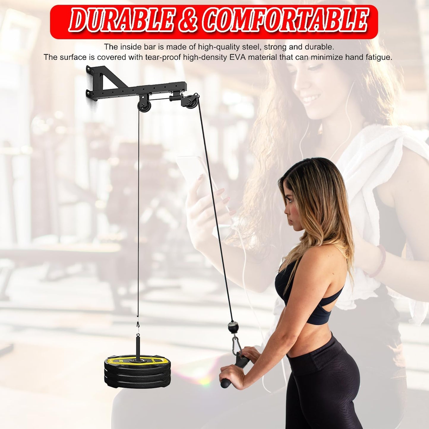 LAT Pull Down Bar Attachment for Cable Machines - Professional Fitness Accessory with Rubber Grip for Home Gym Muscle Building and Strength Training