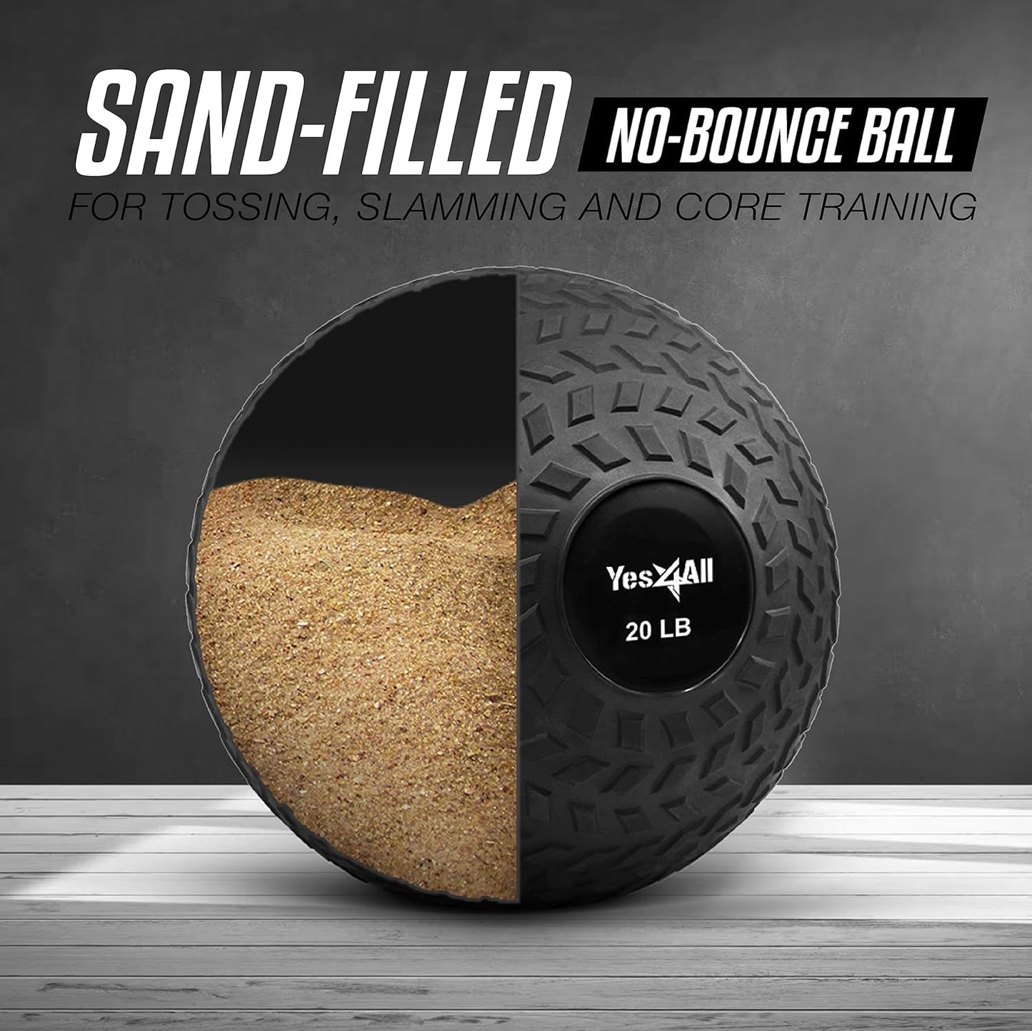 Weighted Slam Balls - 10-40 lbs Durable PVC Sand-Filled Exercise Balls for Core Strength Training