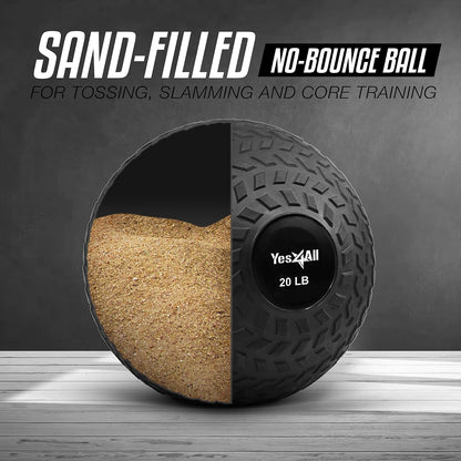 Weighted Slam Balls - 10-40 lbs Durable PVC Sand-Filled Exercise Balls for Core Strength Training