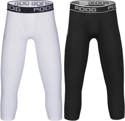 Youth Boys 3/4 Compression Basketball Tights and Sports Capris Leggings