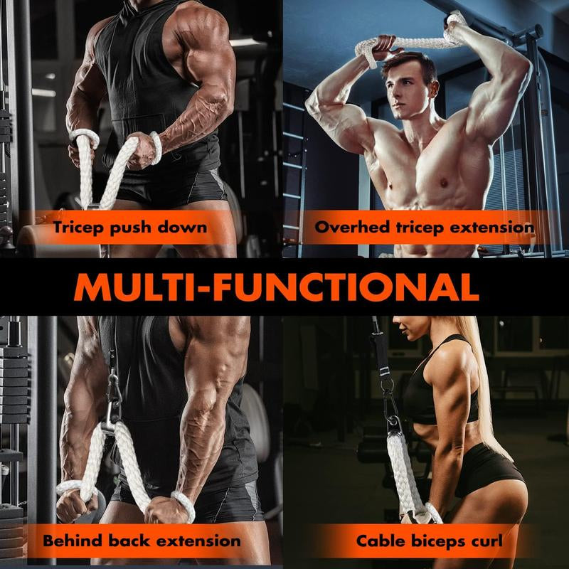 Tricep Rope, Press down Cable Machine Attachment Set, LAT Pulldown Attachment, Cable Machine Accessories for Home Gym, Exercise Machine Attachments Pulley System Gym Pull down Rope, Patented,Best Christmas Gifts for Men,Fitness Equipment,Home Gym Weight L