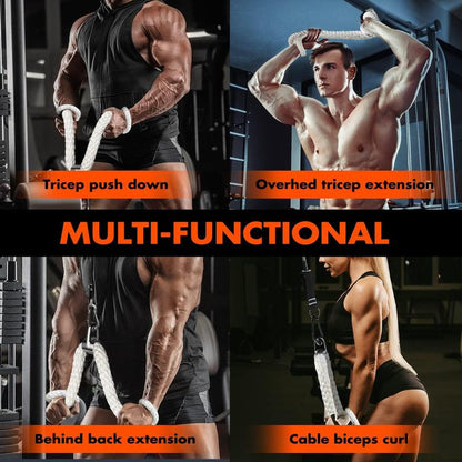 Tricep Rope, Press down Cable Machine Attachment Set, LAT Pulldown Attachment, Cable Machine Accessories for Home Gym, Exercise Machine Attachments Pulley System Gym Pull down Rope, Patented,Best Christmas Gifts for Men,Fitness Equipment,Home Gym Weight L