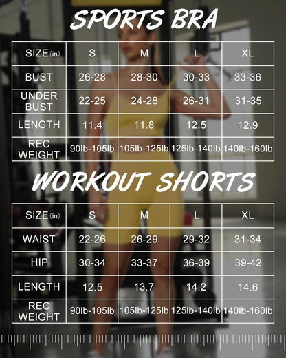 Women's 2-Piece High-Waisted Gym Outfit with Adjustable Padded Sports Bra and Shorts