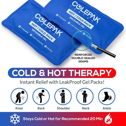 Reusable Hot & Cold Gel Ice Packs for Pain Relief and Swelling - 4 Piece Set for Joint and Muscle Soreness (Knees, Back, Shoulder, Foot)