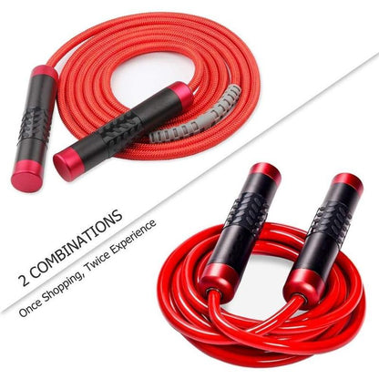 Redify Weighted Jump Rope for Workout Fitness(1Lb), Tangle-Free Ball Bearing Rapid Speed Skipping Rope for MMA Boxing Weight-Loss,Aluminum Handle Adjustable Length 9MM Fabric Cotton+9Mm Solid PVC Rope