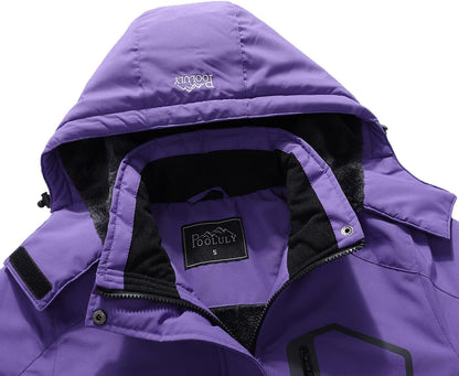 Women's Waterproof Ski Jacket - Warm Winter Windbreaker with Hood for Snowboarding