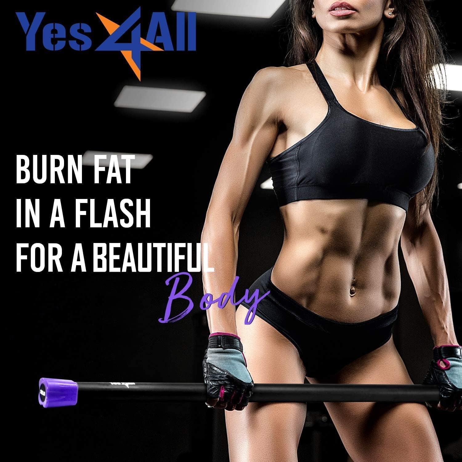 Total Body Workout Weighted Bar and Resistance Band Bar with Racks for Strength Training and Yoga - Available in Single and Combo Options