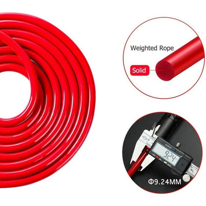 Redify Weighted Jump Rope for Workout Fitness(1Lb), Tangle-Free Ball Bearing Rapid Speed Skipping Rope for MMA Boxing Weight-Loss,Aluminum Handle Adjustable Length 9MM Fabric Cotton+9Mm Solid PVC Rope