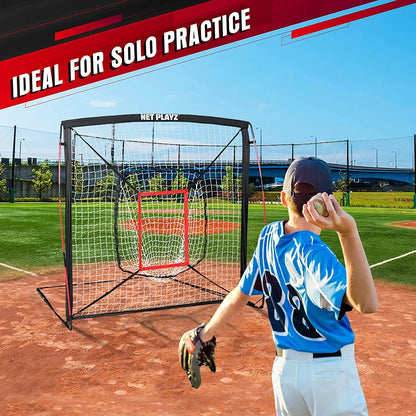 5' x 5' Baseball and Softball Hitting and Pitching Net - Ideal for All Skill Levels, Bow Frame Design