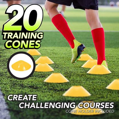 Big B Pro Sports Agility Training Equipment Set - High-Quality Youth Football Training Gear Including 20Ft Agility Ladder, Running Parachute, and Soccer Cones