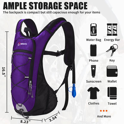 Hydration Pack - 2L Water Bladder Backpack for Running, Biking, Hiking, and Festivals