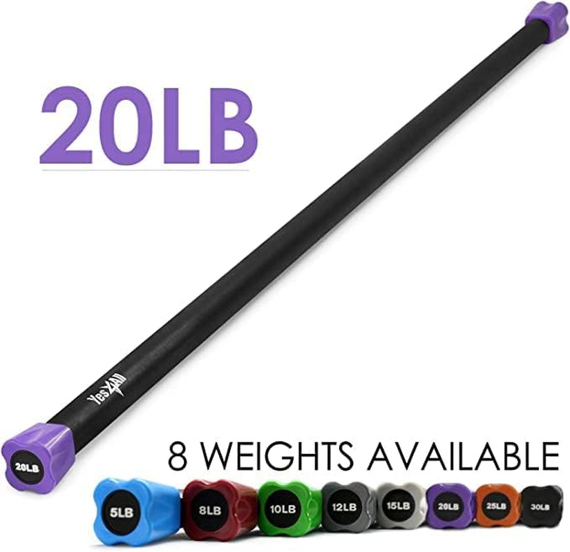 Total Body Workout Weighted Bar and Resistance Band Bar with Racks for Strength Training and Yoga - Available in Single and Combo Options