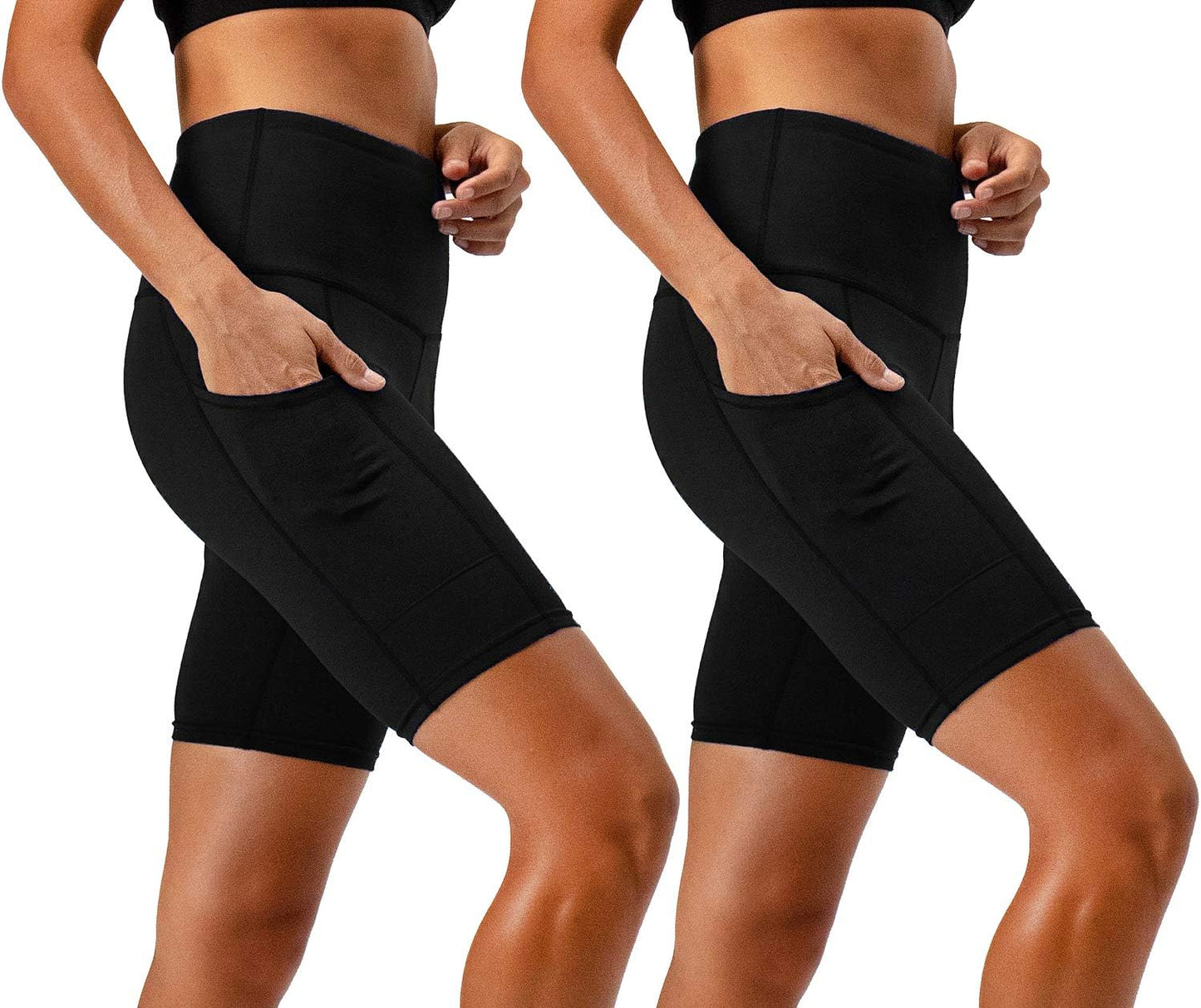 Women's 2-Pack High-Waisted Yoga and Running Shorts with Side Pockets