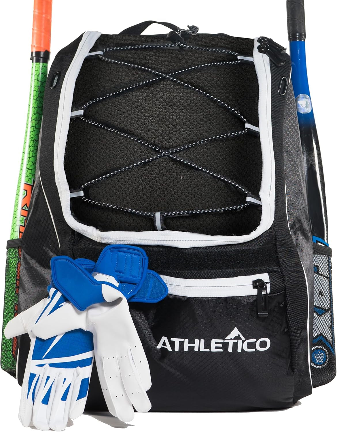 Baseball Bat Backpack - Premium Gear Bag for Baseball, T-Ball, and Softball Equipment for All Ages | Accommodates Bat, Helmet, Glove, and Footwear | Features Shoe Compartment and Fence Hook