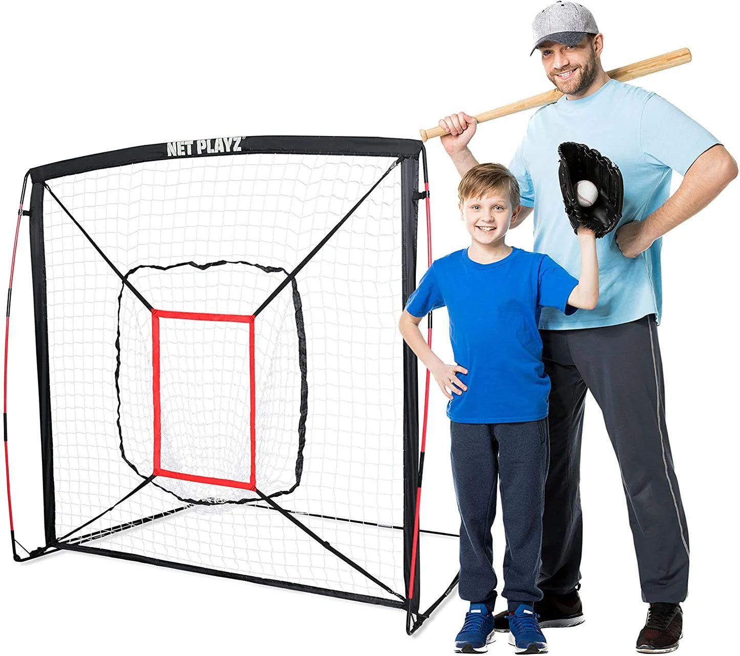 5' x 5' Baseball and Softball Hitting and Pitching Net - Ideal for All Skill Levels, Bow Frame Design
