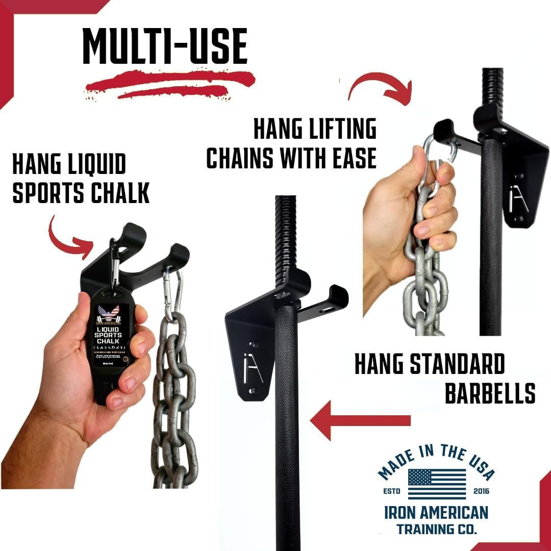 Alpha Barbell Wall Mount Storage - Multi-Use Holder for Standard Olympic Barbells, 100+ Pound Capacity, Includes Hardware, Dimensions: 4.25 x 6.75 x 7.25 Inches