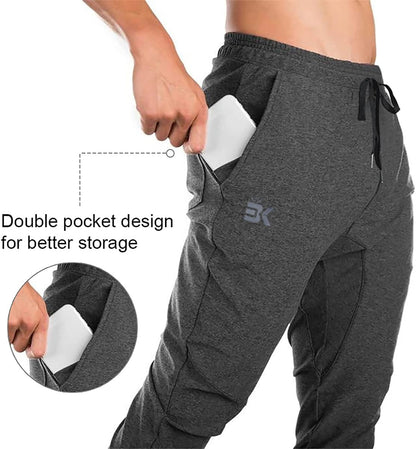 Men's Athletic Jogger Pants with Zippered Pockets for Gym and Casual Wear